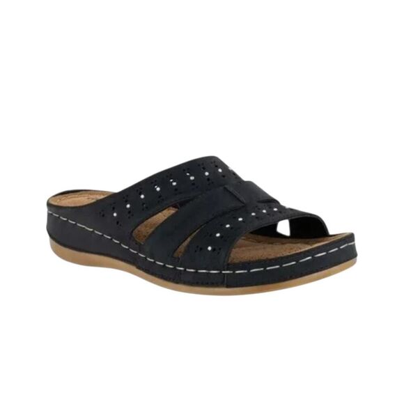 Easy Street Riley Ladies Slip On Sandals Riley Blue Rhinestones Size 6.5M - Picture 1 of 10